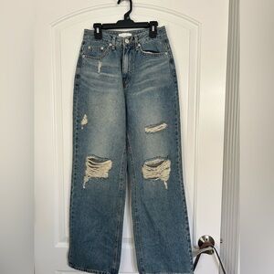 Oak & Fort Medium 90s Acid Wash Distressed High Rise Straight Jeans size small